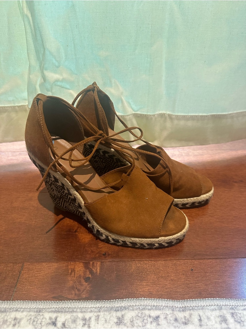 Women’s Tan Espadrille Wedge Lace-Up Sandals